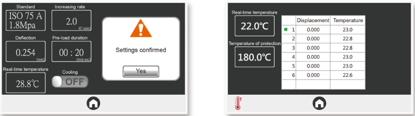 Máy đo nhiệt độ hóa mềm Vicat QC-662B 5 Giao diện cài đặt máy đo Vicat QC-662B