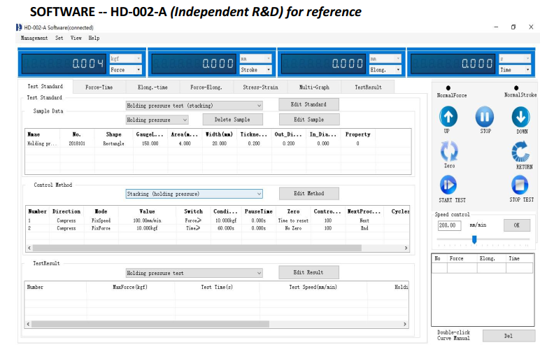 Phần mềm máy đo độ nén thùng Haida